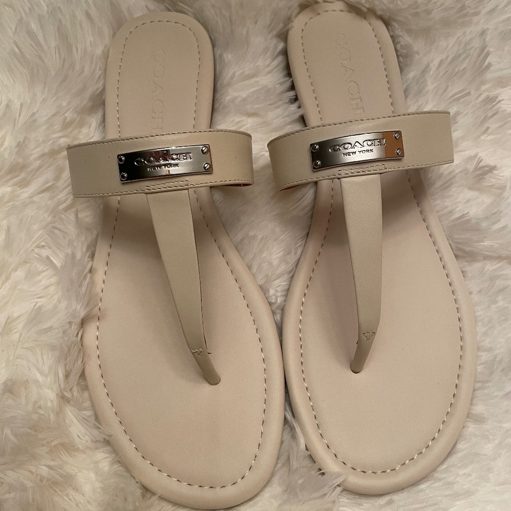 Coach White Sandals Size 10 Brand New never worn.100% Authentic.